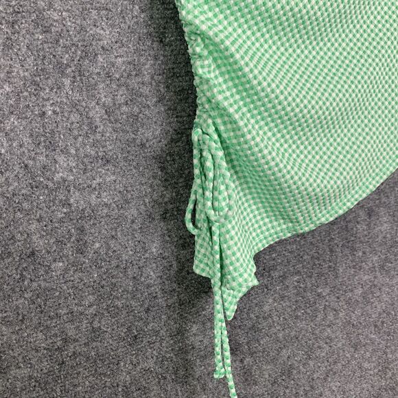 Wild Fable Sleeveless Knit Top Green Gingham Rushed Side Asymmetrical Women S - Picture 4 of 10
